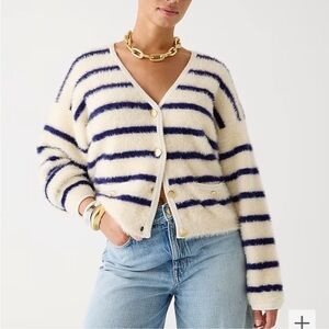 J. Crew Sweater Lady Jacket in Striped Brushed Yarn